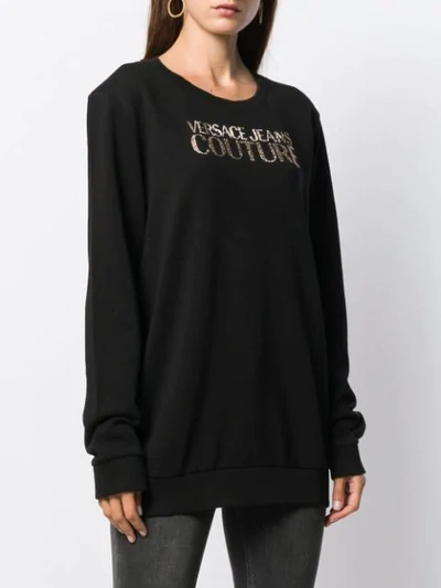 Shop Versace Jeans Couture Long Logo Jumper In Black