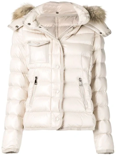 Shop Moncler Grosgrain Detailed Puffer Jacket In Neutrals