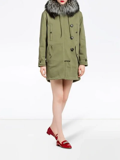 Shop Miu Miu Hooded Parka Coat - Green