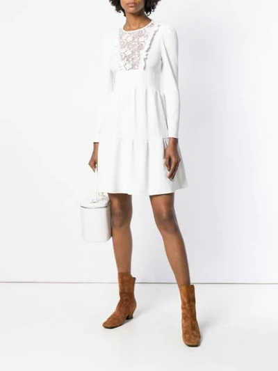 Shop See By Chloé Lace Bib Mini Dress - White