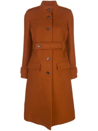 CHLOÉ BELTED SINGLE-BREASTED COAT - 橘色
