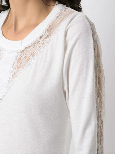 Shop Andrea Bogosian Lace Panels Long Sleeved Blouse In White