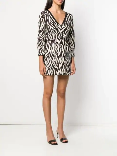 Shop Pinko Sequin Zebra-striped Dress In Brown