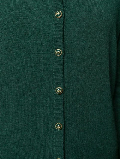 Shop Dolce & Gabbana Logo Button Cardigan In Green