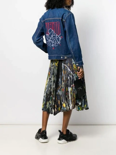 Shop Kenzo Embroidered Denim Jacket In Blue