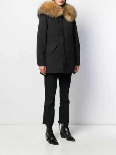 Shop Mr & Mrs Italy Fur-hood Parka Coat In Black