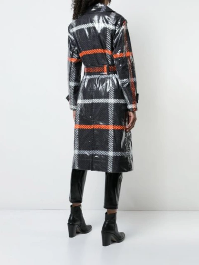 Shop Marc Jacobs Plaid Print Belted Trench Coat In Black