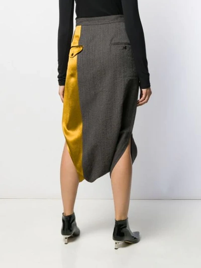 Shop Uma Wang Colourblock Panelled Midi Skirt In Grey