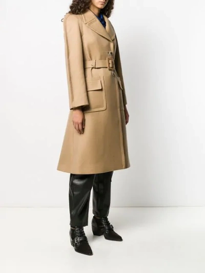 Shop Givenchy Single-breasted Belted Coat In Brown