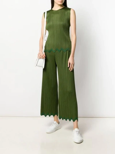 Shop Issey Miyake Sleeveless Pleated Vest In Green