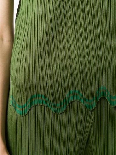 Shop Issey Miyake Sleeveless Pleated Vest In Green