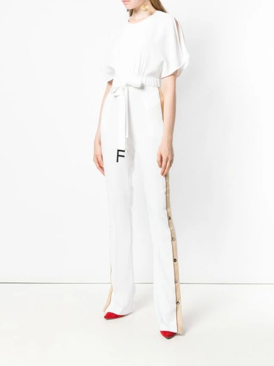 Shop Elisabetta Franchi Belted Jumpsuit In White