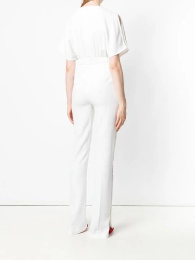 Shop Elisabetta Franchi Belted Jumpsuit In White