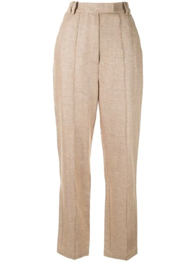 Shop Acler High-waisted Pleated Trousers In Brown