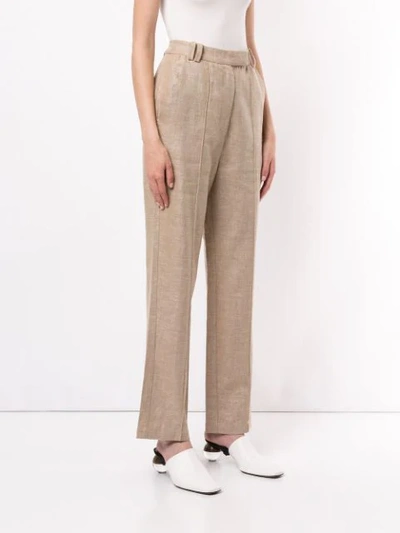 Shop Acler High-waisted Pleated Trousers In Brown