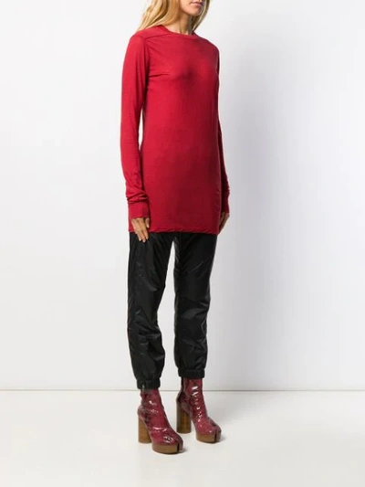 Shop Rick Owens Drkshdw Long Sleeved Cotton T-shirt In Red