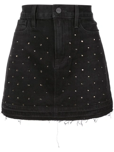 Shop Frame Embellished Mini Denim Skirt In Black