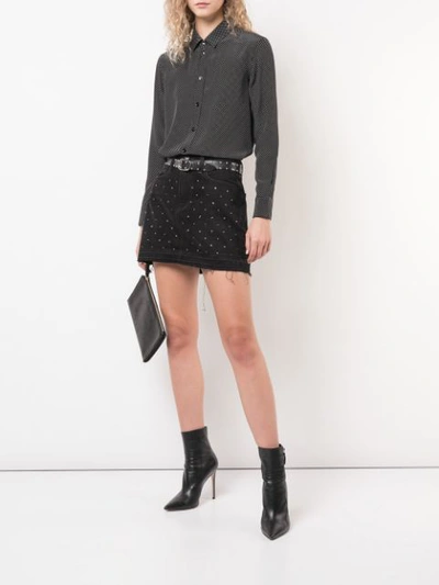 Shop Frame Embellished Mini Denim Skirt In Black