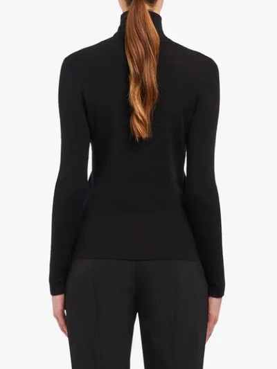 Shop Prada Stretch Knit Turtleneck Sweater In Black