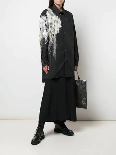 Shop Yohji Yamamoto Appliqué Long Sleeve Shirt In Black