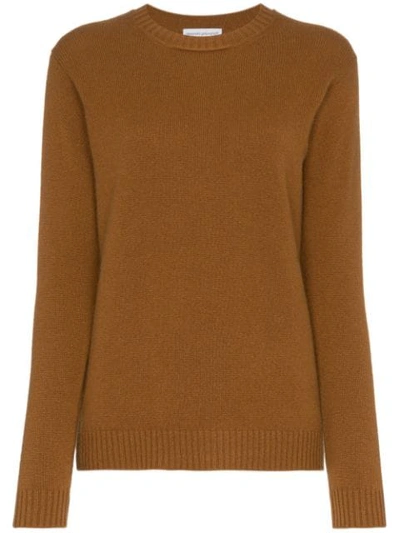 Shop Alexandra Golovanoff Regular Fit Round Neck Cashmere Jumper - Brown