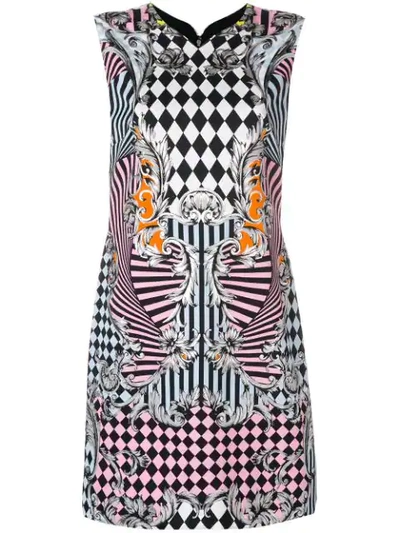 Shop Versace Printed Mini Dress In Multicolour
