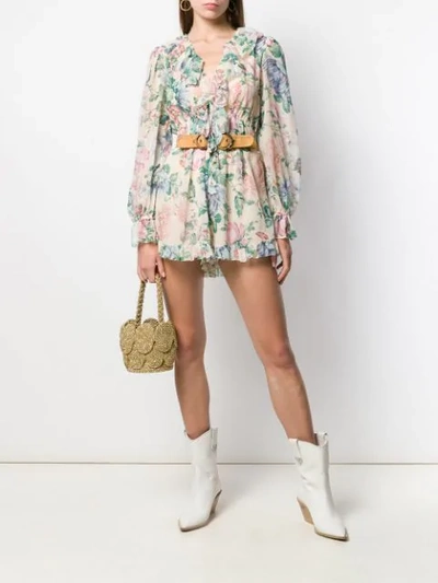 Shop Zimmermann Floral Playsuit In Neutrals