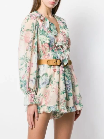 ZIMMERMANN FLORAL PLAYSUIT - 大地色