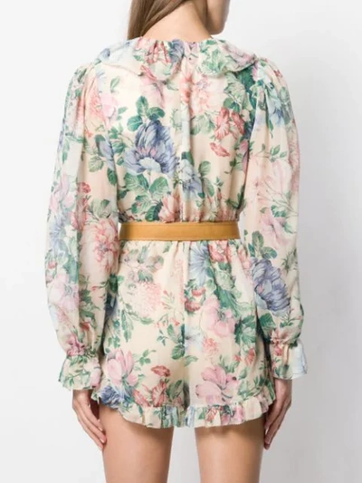 ZIMMERMANN FLORAL PLAYSUIT - 大地色