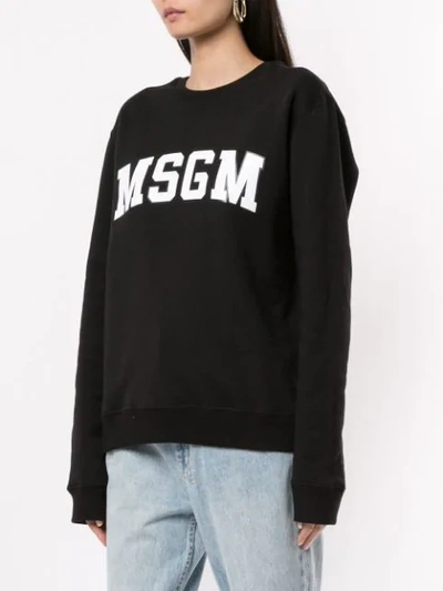 Shop Msgm Logo Crew Neck Sweatshirt In Black