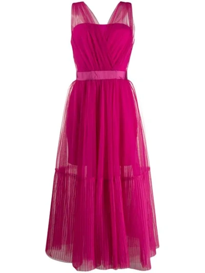 Shop Pinko Sheer Tulle Midi Dress In Pink