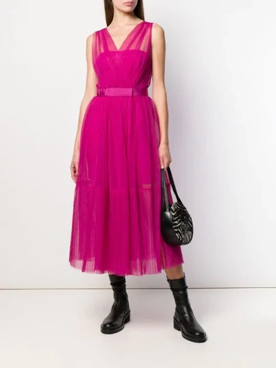 Shop Pinko Sheer Tulle Midi Dress In Pink