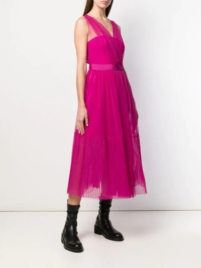 Shop Pinko Sheer Tulle Midi Dress In Pink