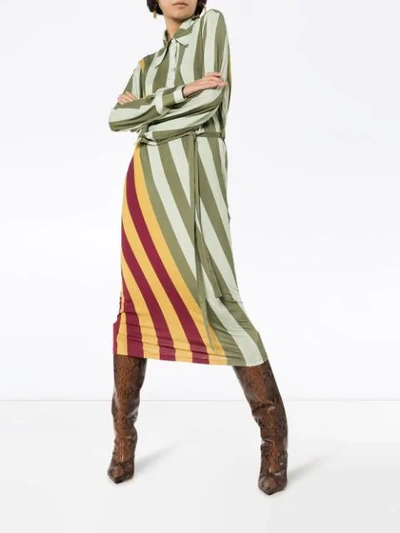 Shop Jw Anderson Twisted-stripe Polo Dress In Green