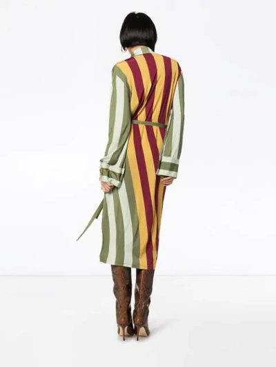 Shop Jw Anderson Twisted-stripe Polo Dress In Green