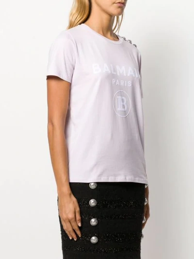 Shop Balmain Logo-print T-shirt In Pink