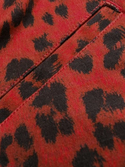 Shop Miaou Leopard Lex Denim Jacket In Red