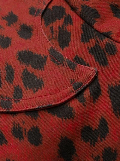 Shop Miaou Leopard Lex Denim Jacket In Red