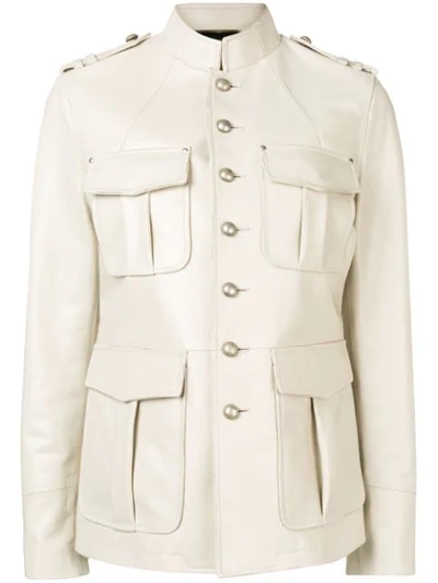 Shop Saint Laurent Military Styled-jacket In Neutrals