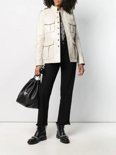 Shop Saint Laurent Military Styled-jacket In Neutrals