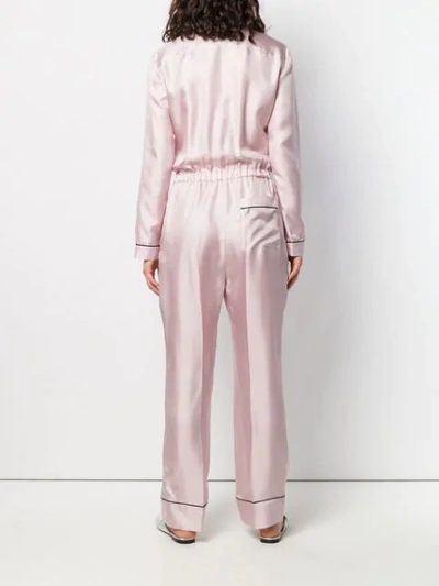 Shop Prada Silk Logo Jumpsuit In Pink