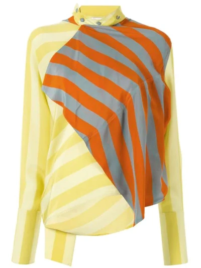 Shop Jw Anderson Draped Contrast Panel Blouse In Yellow
