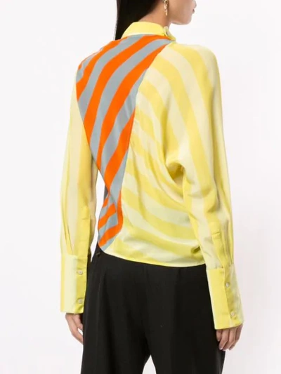 Shop Jw Anderson Draped Contrast Panel Blouse In Yellow