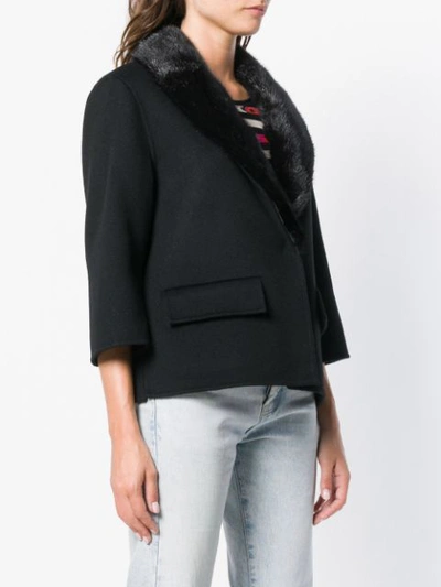 Shop P.a.r.o.s.h Cropped Sleeve Jacket In Black