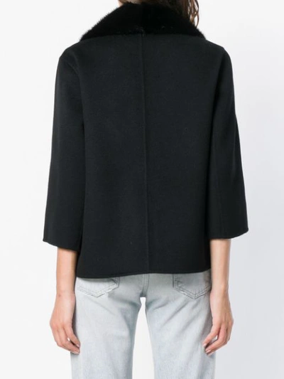 Shop P.a.r.o.s.h Cropped Sleeve Jacket In Black