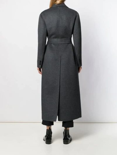 PRADA BELTED BUTTON-FRONT COAT - 灰色
