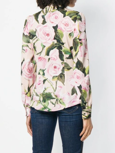 Shop Dolce & Gabbana Rose Print Chiffon Blouse - Pink