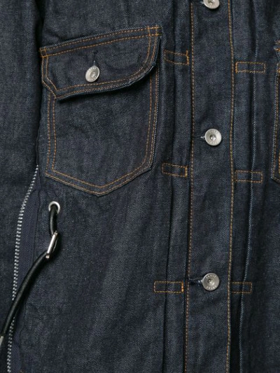 Shop Sacai Convertible Collar Denim Jacket In 412 Blue×khaki