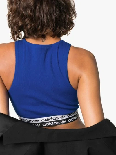 Shop Adidas Originals Logo Band Sports-bra In Blue