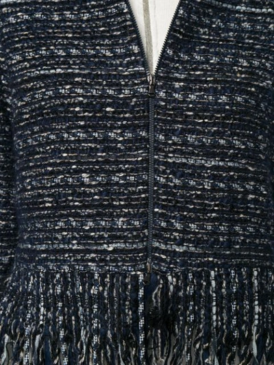 Shop Fabiana Filippi Woven Zipped Jacket - Blue